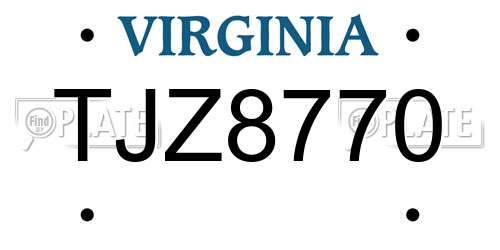 TJZ8770 Virginia License Plate