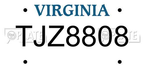 TJZ8808 Virginia License Plate
