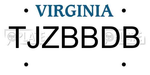 TJZBBDB Virginia License Plate