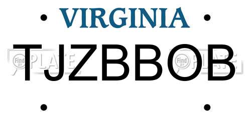 TJZBBOB Virginia License Plate
