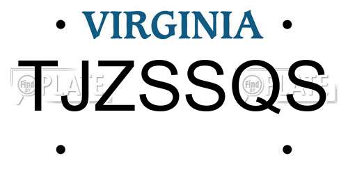 TJZSSQS Virginia License Plate