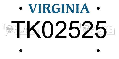 TK02525 Virginia License Plate