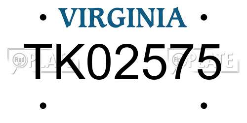 TK02575 Virginia License Plate