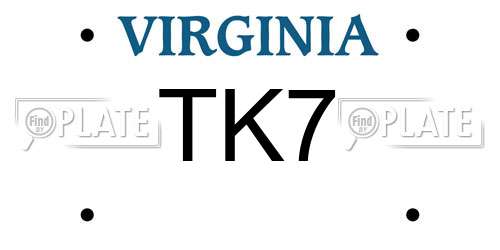 TK7 Virginia License Plate