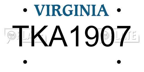 TKA1907 Virginia License Plate
