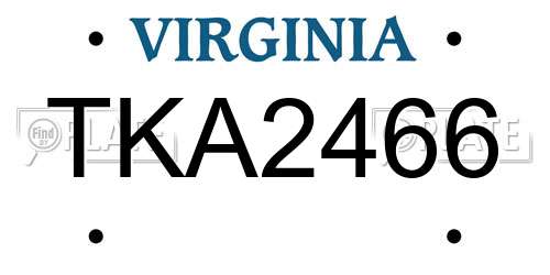 TKA2466 Virginia License Plate