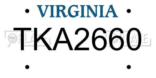 TKA2660 Virginia License Plate