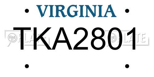 TKA2801 Virginia License Plate