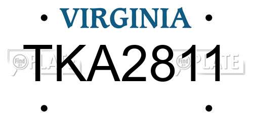 TKA2811 Virginia License Plate
