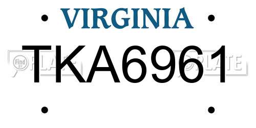 TKA6961 Virginia License Plate