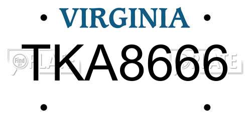 TKA8666 Virginia License Plate