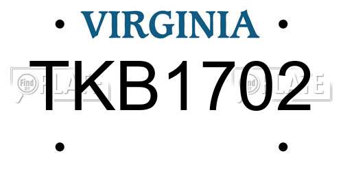 TKB1702 Virginia License Plate