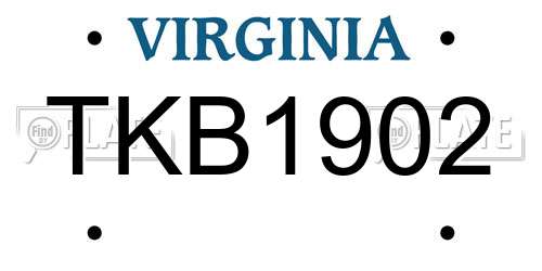 TKB1902 Virginia License Plate