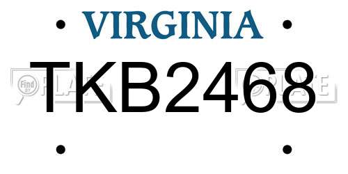 TKB2468 Virginia License Plate