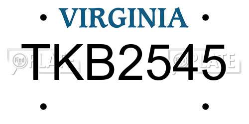 TKB2545 Virginia License Plate