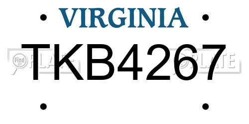 TKB4267 Virginia License Plate