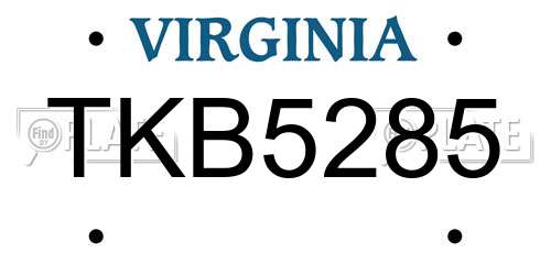 TKB5285 Virginia License Plate
