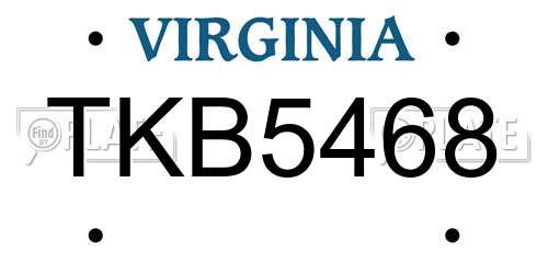 TKB5468 Virginia License Plate