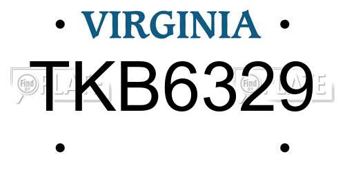 TKB6329 Virginia License Plate
