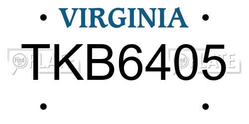 TKB6405 Virginia License Plate