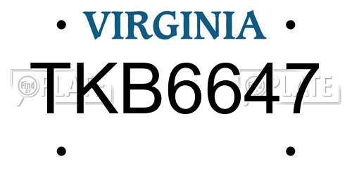 TKB6647 Virginia License Plate