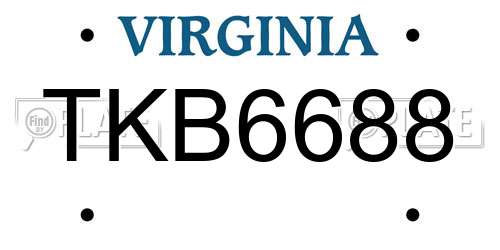 TKB6688 Virginia License Plate