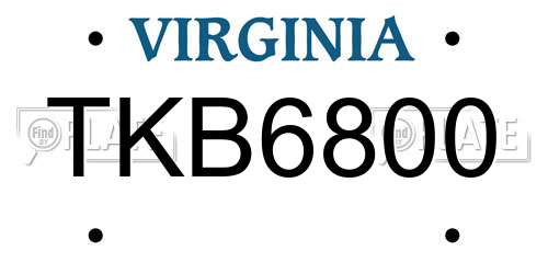 TKB6800 Virginia License Plate