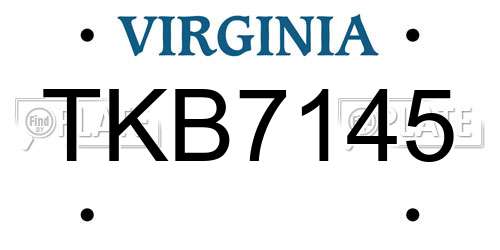 TKB7145 Virginia License Plate