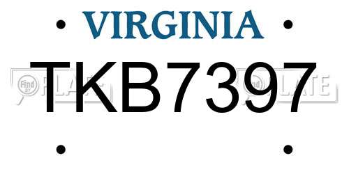 TKB7397 Virginia License Plate
