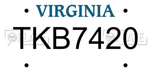 TKB7420 Virginia License Plate