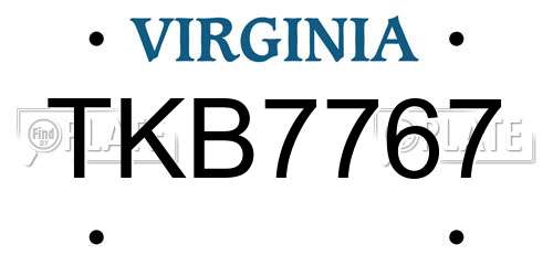 TKB7767 Virginia License Plate