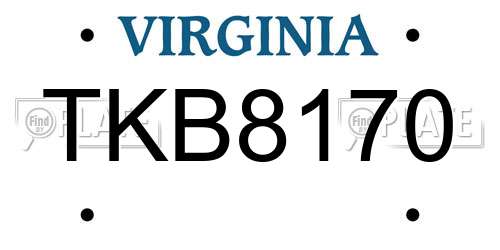 TKB8170 Virginia License Plate