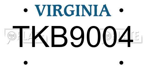 TKB9004 Virginia License Plate