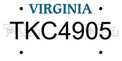 TKC4905 Virginia License Plate