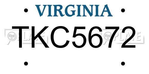 TKC5672 Virginia License Plate