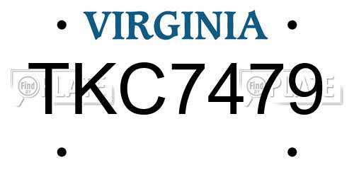 TKC7479 Virginia License Plate