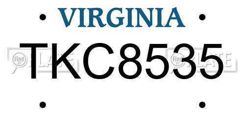 TKC8535 Virginia License Plate