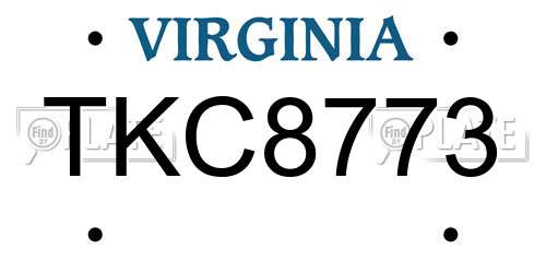 TKC8773 Virginia License Plate