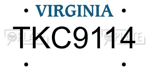 TKC9114 Virginia License Plate