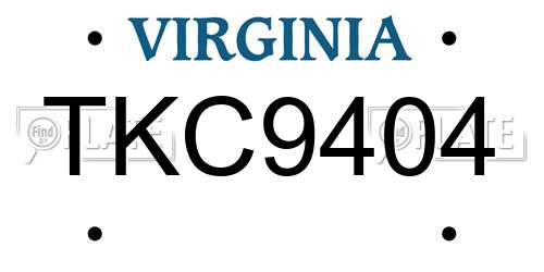 TKC9404 Virginia License Plate