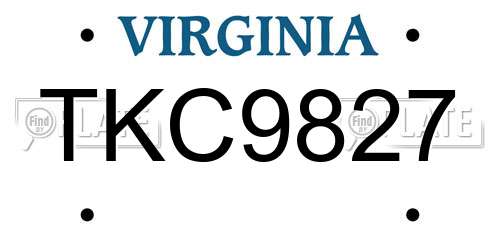 TKC9827 Virginia License Plate