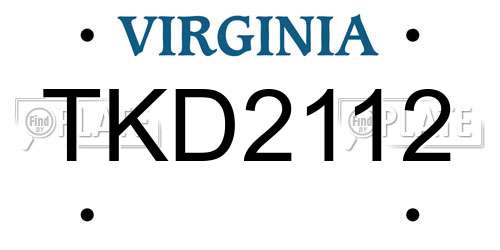 TKD2112 Virginia License Plate