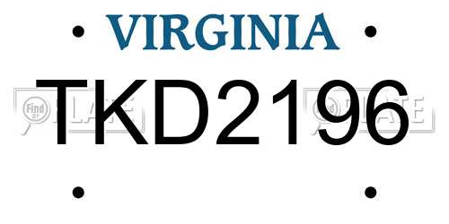 TKD2196 Virginia License Plate