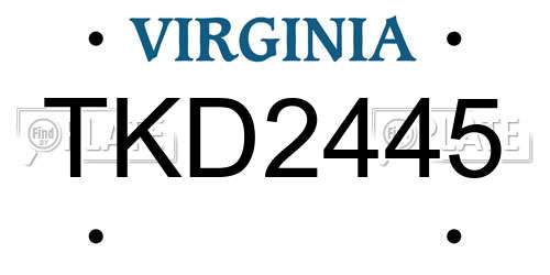 TKD2445 Virginia License Plate