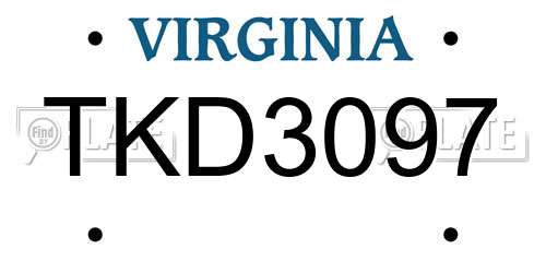 TKD3097 Virginia License Plate