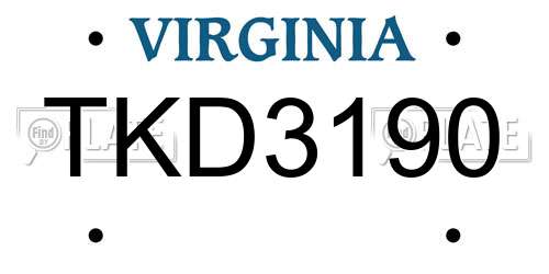 TKD3190 Virginia License Plate