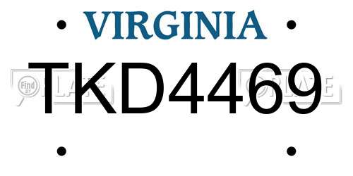 TKD4469 Virginia License Plate