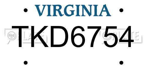 TKD6754 Virginia License Plate