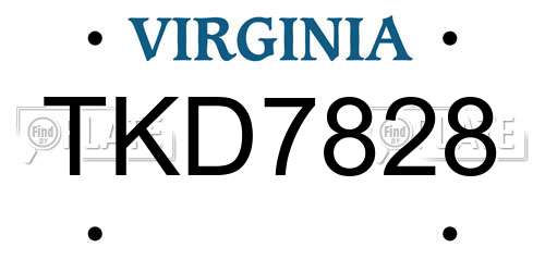 TKD7828 Virginia License Plate