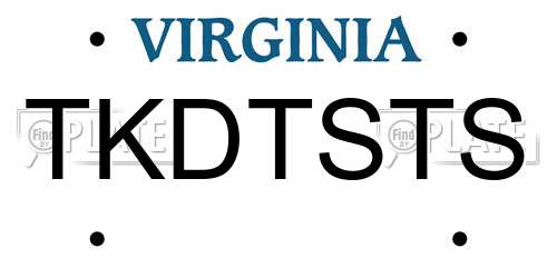 TKDTSTS Virginia License Plate